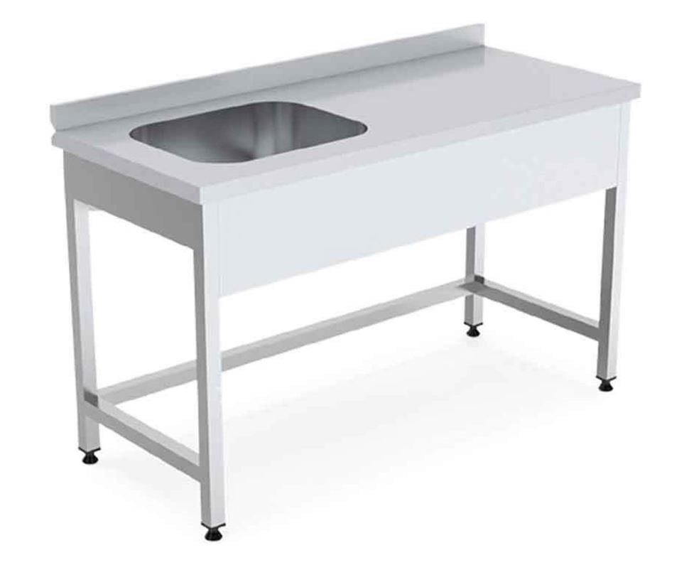 Taban Rafsız Paslanmaz Krom Evye, 140x60x85 cm, 430 Çelik