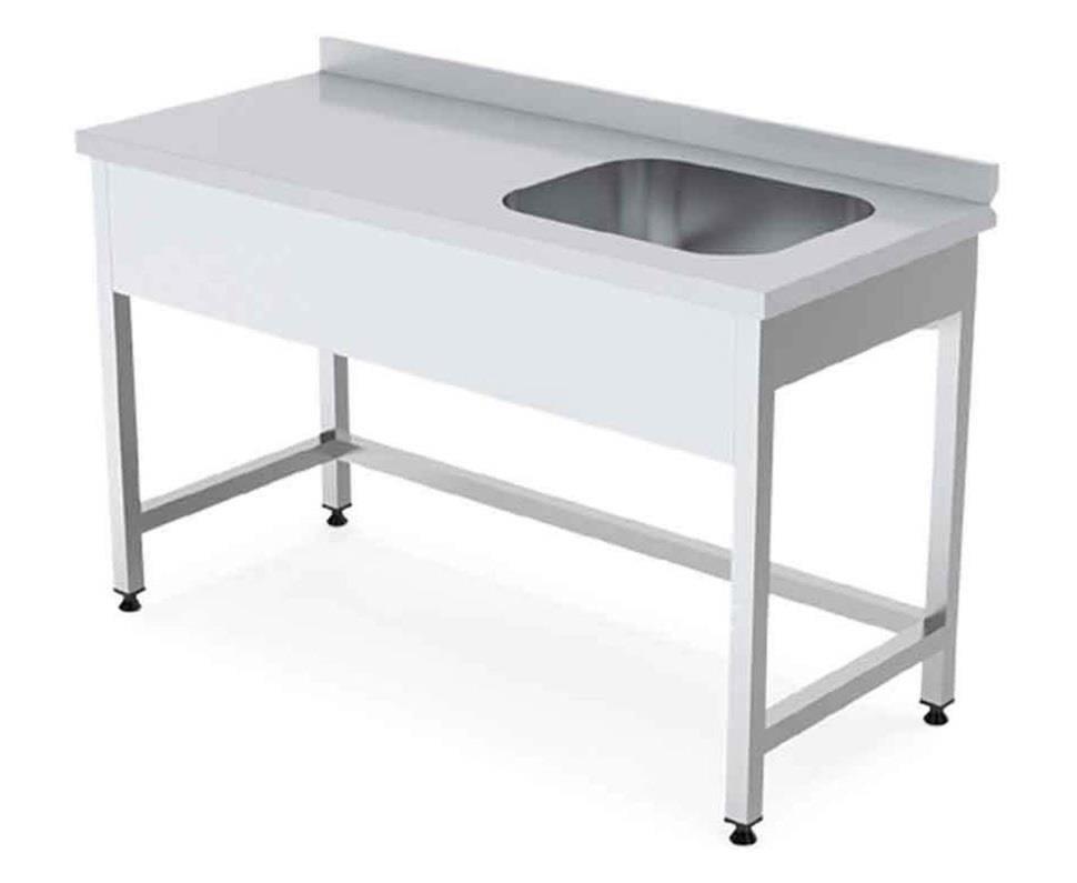 Taban Rafsız Paslanmaz Krom Evye, 190x60x85 cm, 430 Çelik