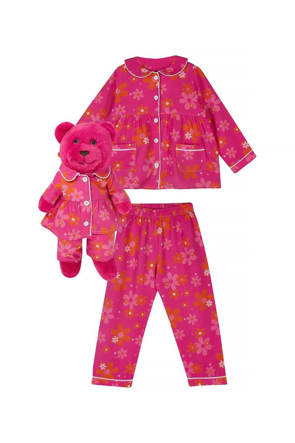 Fuschia Floral Uyku Arkadaşlı Pijama Seti