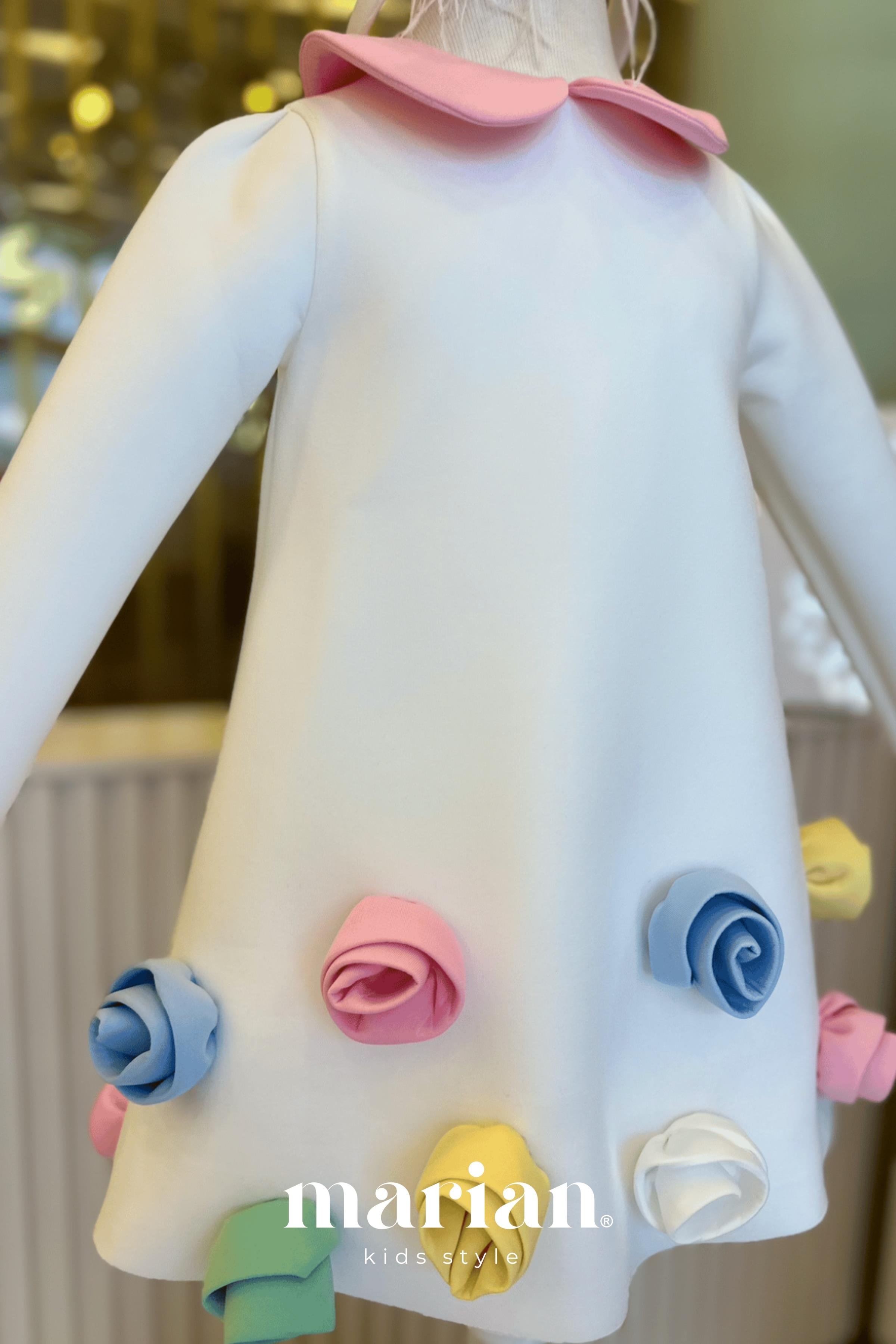 Marian Scuba Rose Dress Long Sleeve