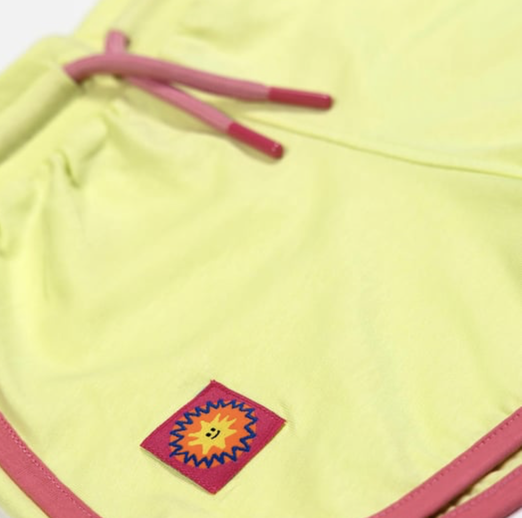Retro Shorts - Lime with Pink Trim
