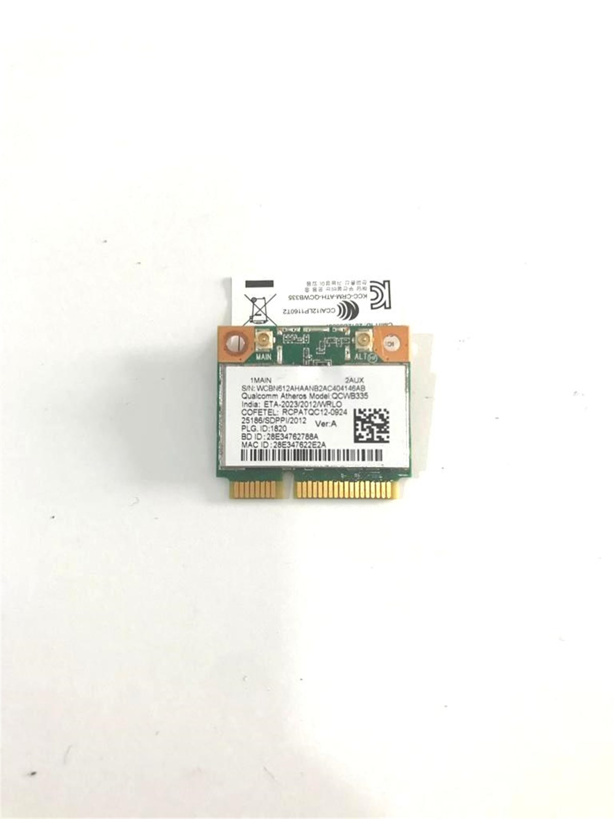 WIFI Kart - BluetoothAcer E1 Serisi E1-572G  ORJİNAL WİFİ WİRELESS KART ATHEROS QCWB335  STOK: Z-65