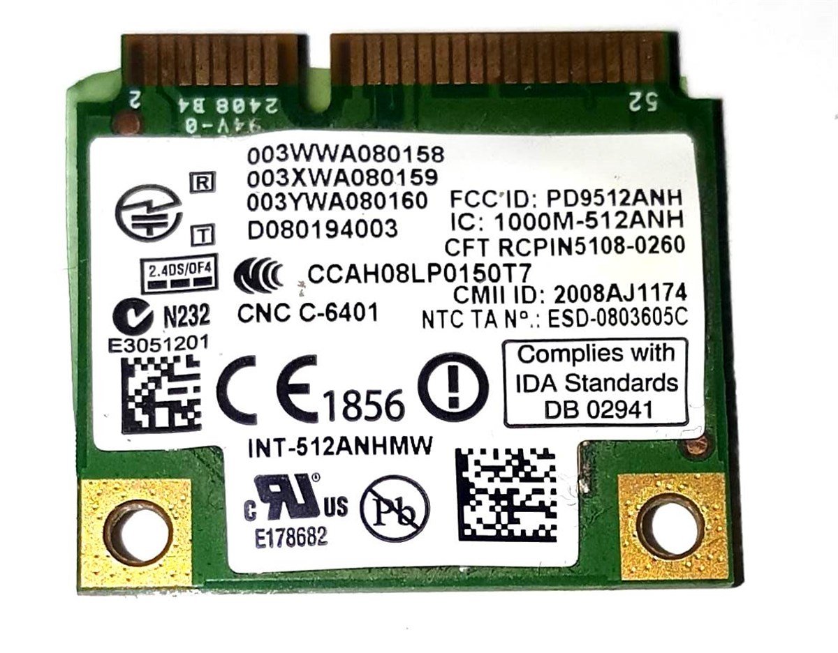 WIFI Kart - BluetoothIntel WiFi Bağlantısı 5100 512AN HMW 300 M yarım mini pcie 2.4G/5G dual band kablosuz ağ kart STOK: Z 70