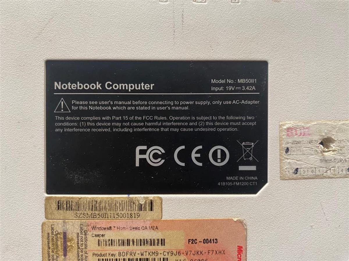 Alt KasaOrijinal Casper Nirvana MB50, MB50II1, MB50IA1 Notebook Kasa Alt / Beyaz Stok: Z92