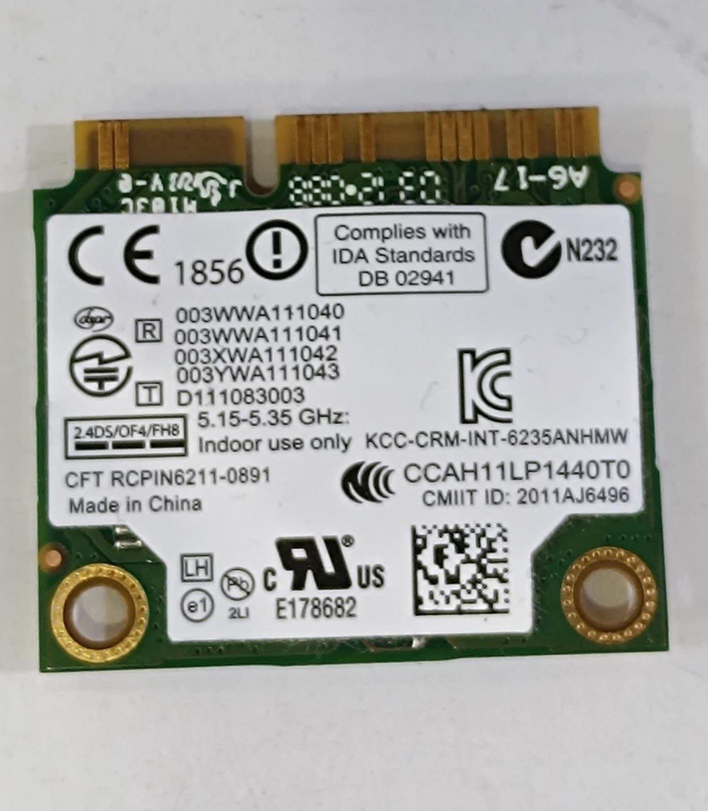 WIFI Kart - BluetoothIntel Centrino Advanced-N 6235 6235ANHMW Bluetooth  Notebook Wifi Kart Stok:Z104