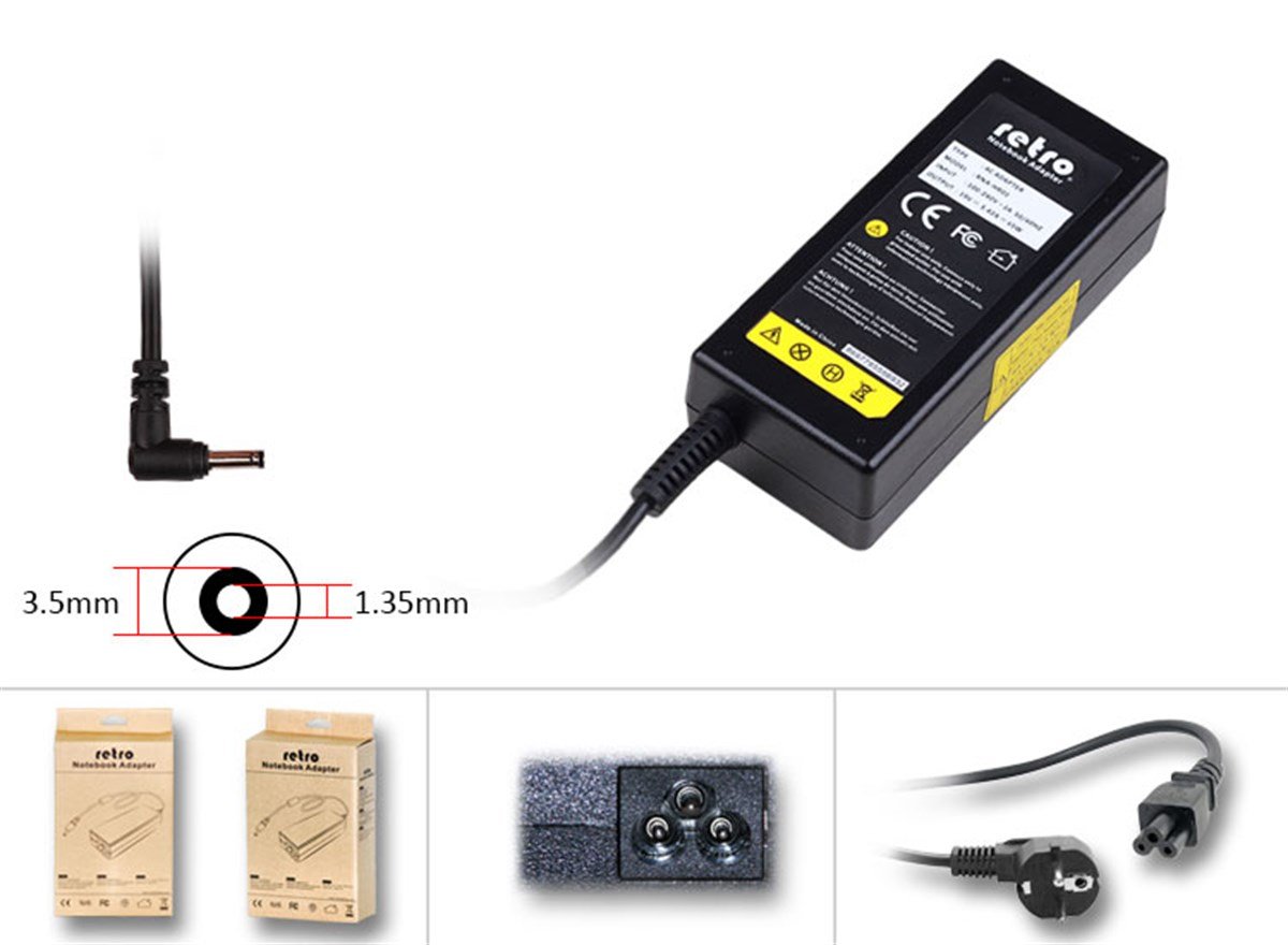 RETRO Casper 19V 3.42A 65W 3.5x1.35mm Notebook Adapt�r RNA-HR04