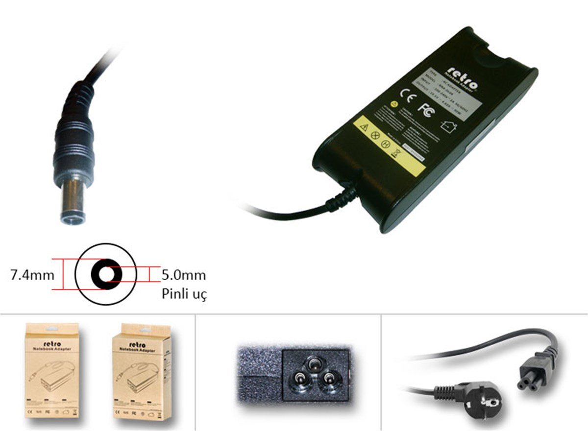 RETRO Dell 90W Pinli U� Notebook Adapt�r RNA-DL04