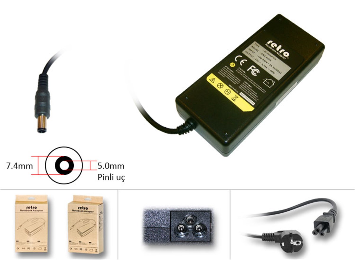 RETRO Hp Compaq 90W Pinli U� Notebook Adapt�r RNA-HC03