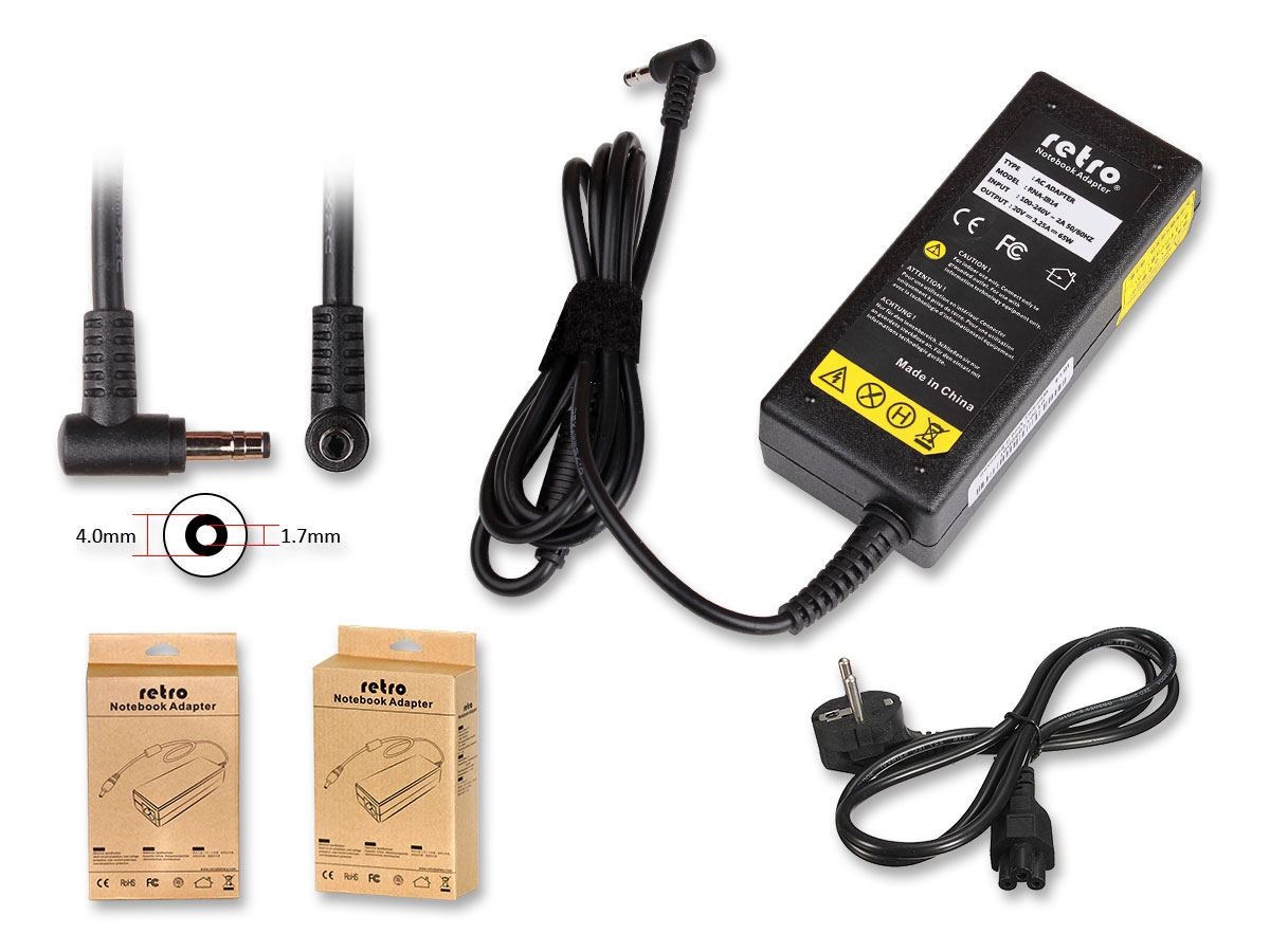 RETRO Lenovo 65W 4.0x1.7mm Notebook Adapt�r RNA-IB14