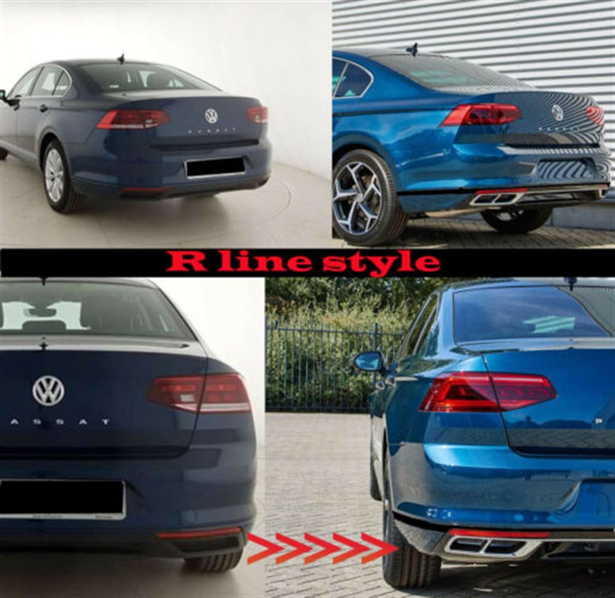 2019-20 For Volkswagen Passat B8 Facelift Chrome Exhaust Deflectors diffuser R Line