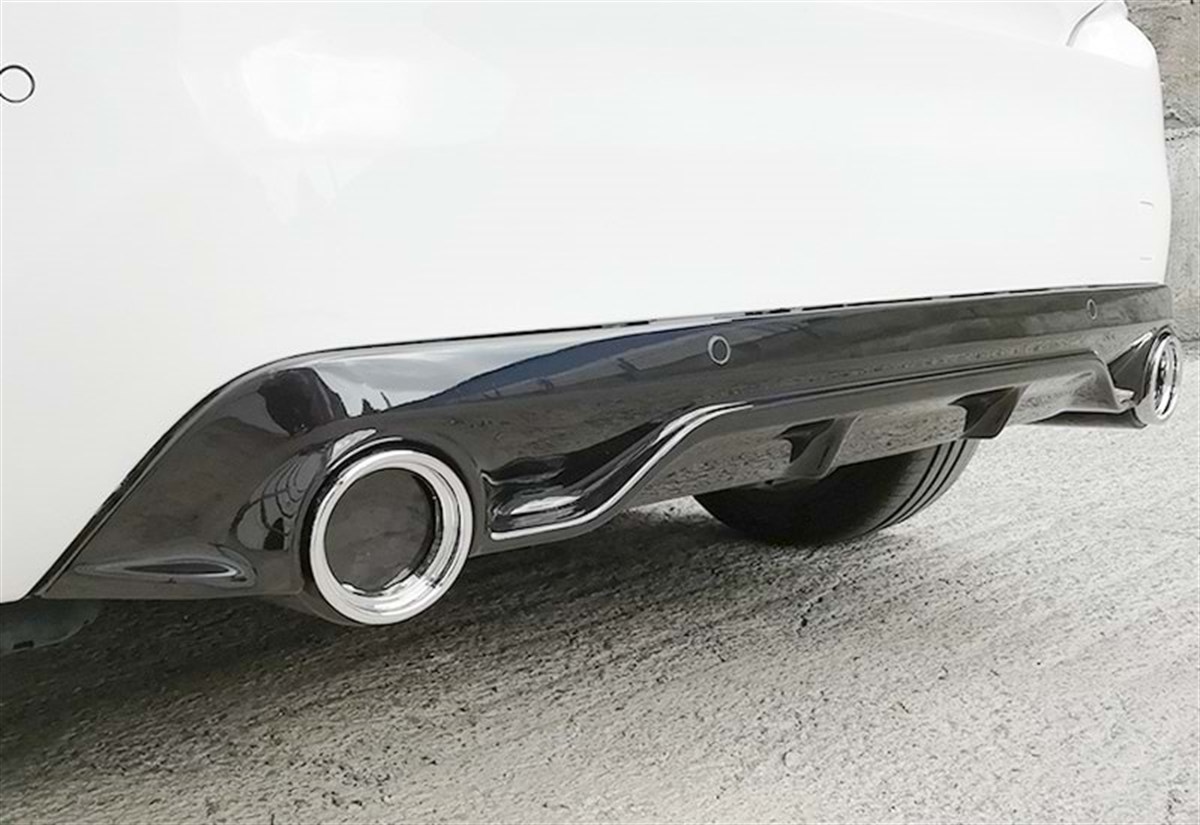 308 Race Rear Diffuser With 2 Chrome Exhaust Tips Piano Black Vacuum Plastic  2012-2018 2013 Later  T9 - T9 FL