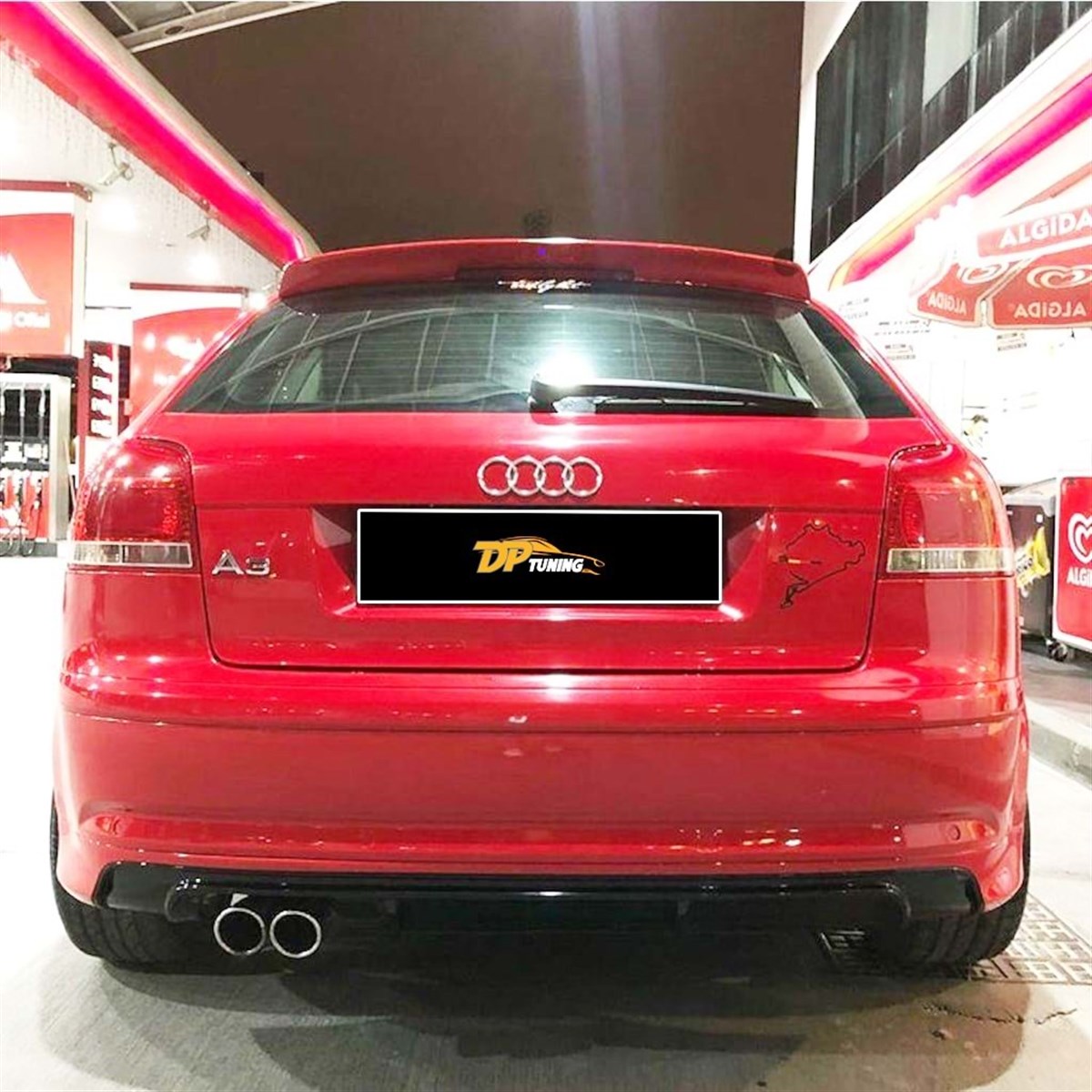 A3 8P S3 Style Rear Bumper Lip Left Dual Output Raw Surface Vacuum Plastic  2005-2008 (2 Door) A3 8P FL