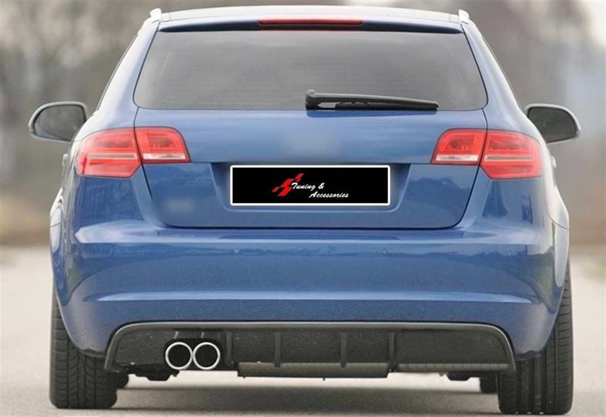 A3 8P S3 Style Rear Diffuser Piano Black Left Dual Outputs Vacuum Plastic  2008-2010 2008-2012  8P FL (4 Kapı) stndrt