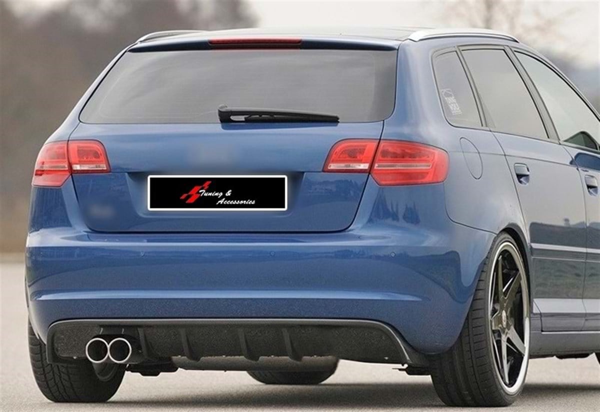 A3 8P S3 Style Rear Diffuser Piano Black Left Dual Outputs Vacuum Plastic  2008-2010 2008-2012  8P FL (4 Kapı) stndrt