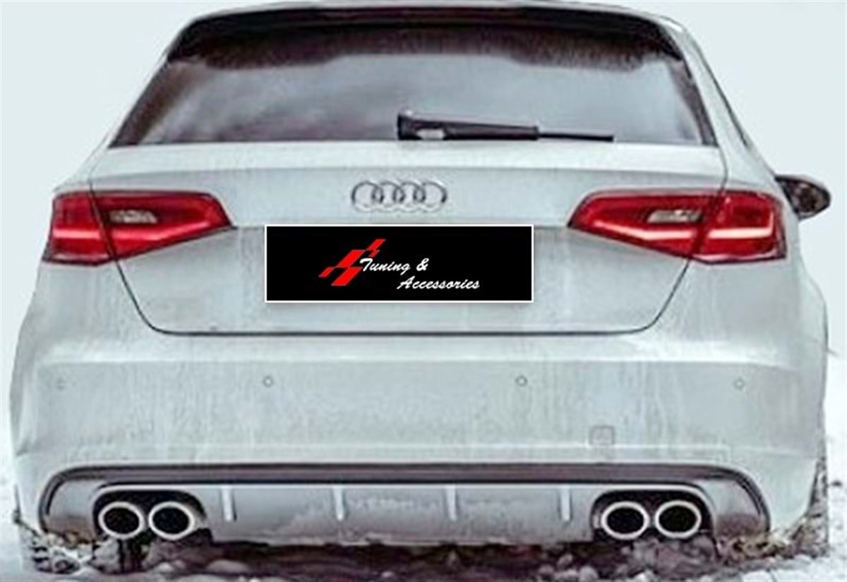 A3 8V S3 Rear Diffuser Piano Black Left+Right Dual Outputs Vacuum Plastic (HB)  2012-2016  8V - (2-4 DoorHB)