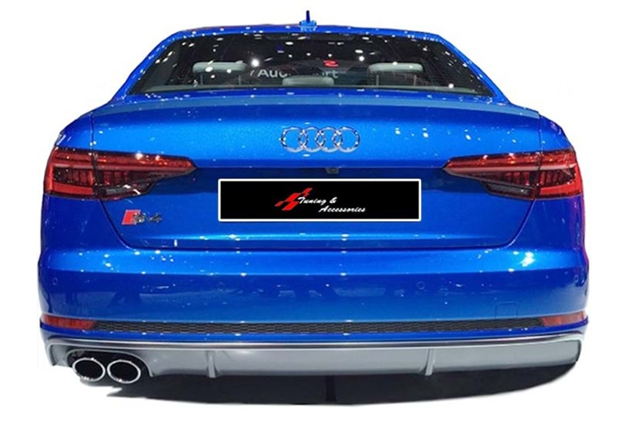 A4 B9 S4 Rear Diffuser Left Dual Outputs Piano Black Vacuum Plastic  2016-2019 2016-2018  B9