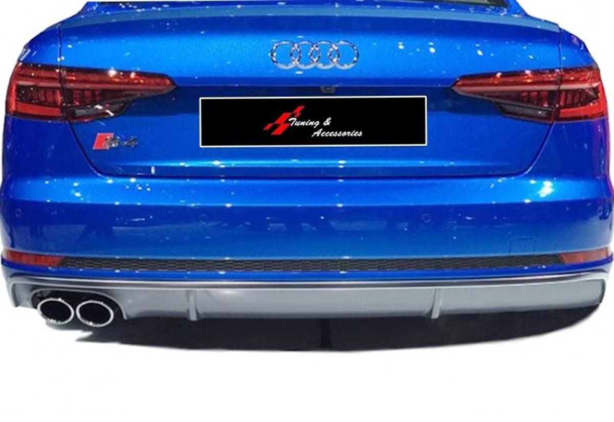 A4 B9 S4 Rear Diffuser Left Dual Outputs Piano Black Vacuum Plastic  2016-2019 2016-2018  B9