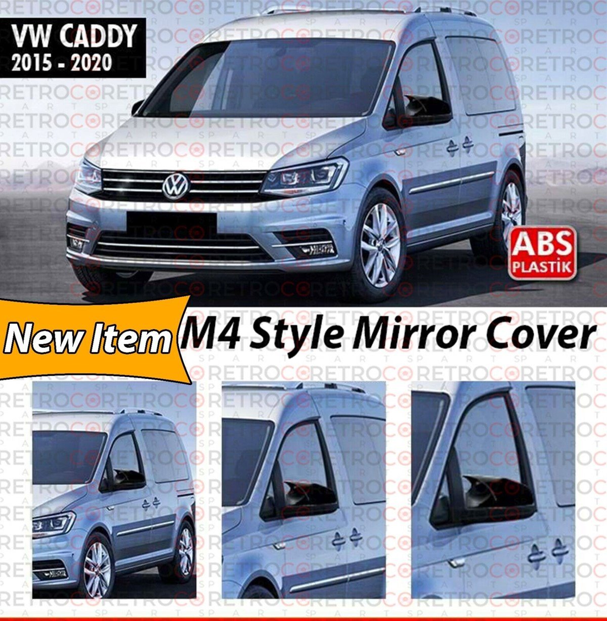 Caddy Batman Mirror Cover Piano Black  2015 - 2020