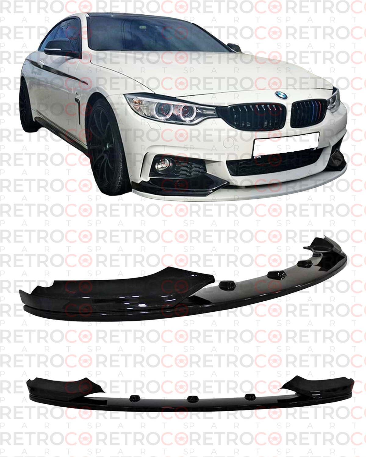 F32F33F36 M Performance Front Lip Piano Black Vacuum Plastic  2014 - up 2014.2016 - 2017. ....  F32, F33, F36 - 4 Series