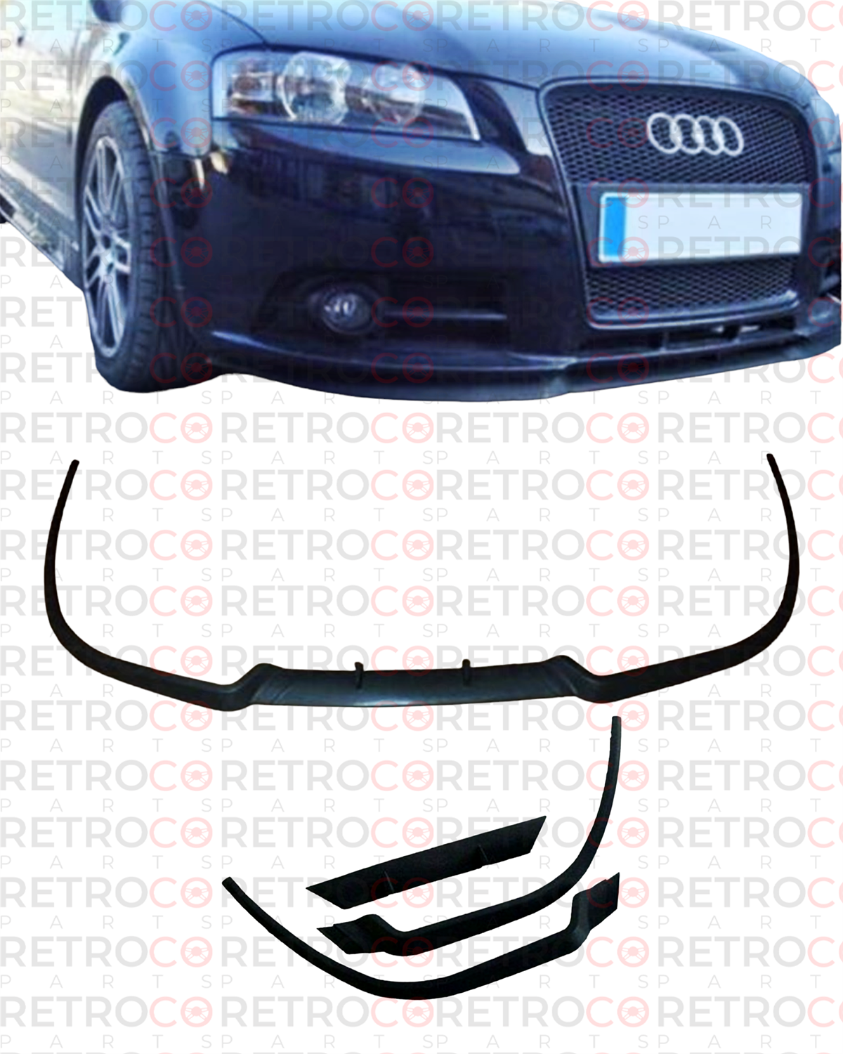 For Audi A3 A4 S3 S4 8p 8L Front Bumper Seat Cupra R Line Euro Spoiler Lip 2 Set