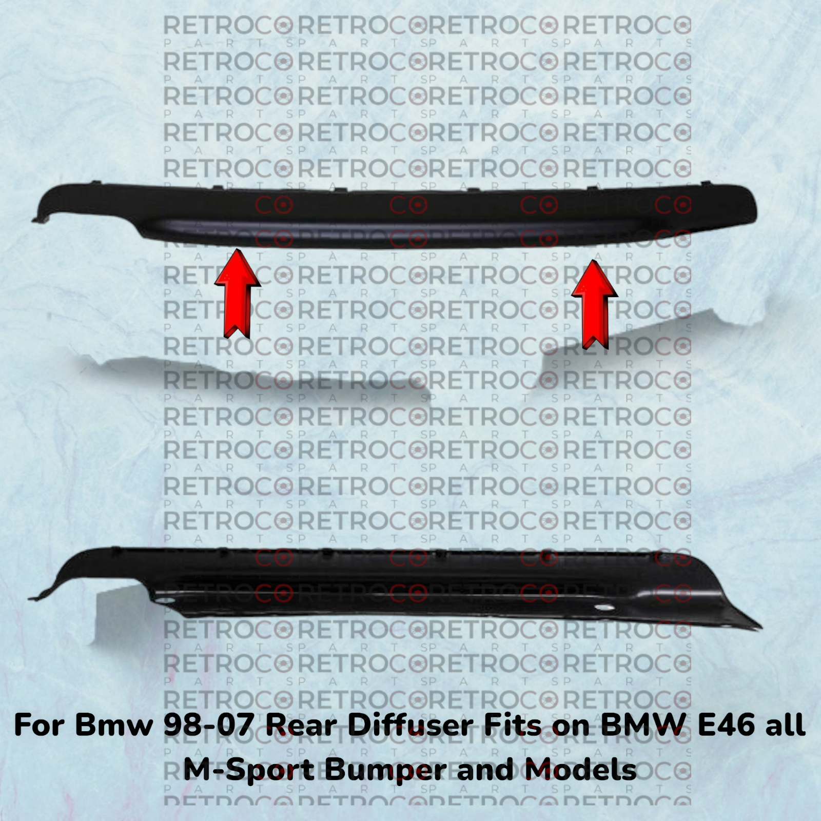 For BMW E46 mtech 2 rear diffuser lip spoiler csl style fits 2dr 4dr abs plastic