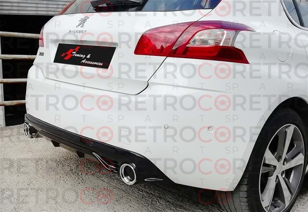 For Peugeot 308 Race Rear Diffuser With 2 Chrome Exhaust Tips Piano Black Vacuum Plastic  2012-2018 2013 Sonrası  T9 - T9 FL