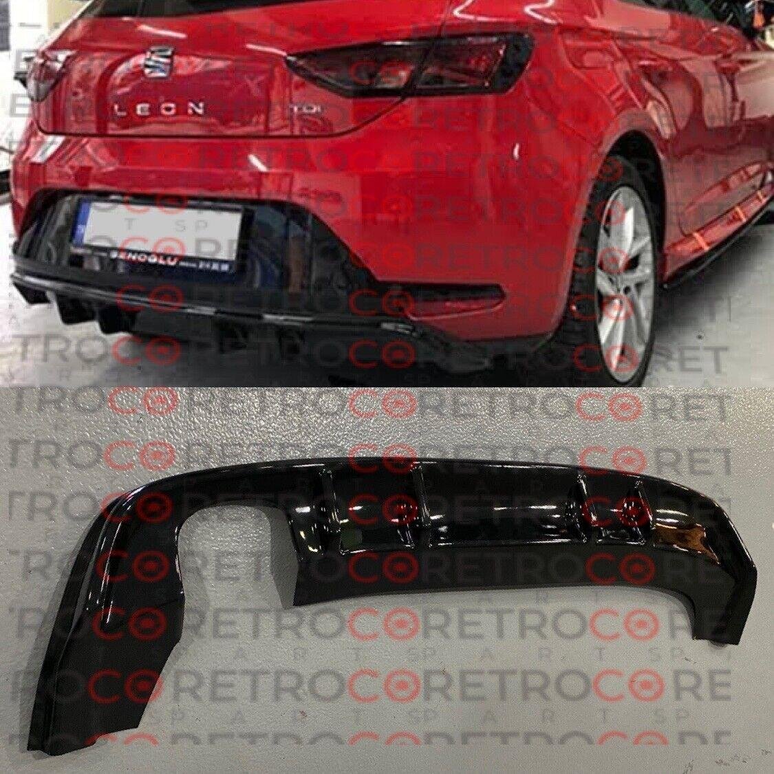 For Seat Leon 5f 2013 2016 Fr 4Dr Rear Bumper Diffuser Gloss Black Abs Plast