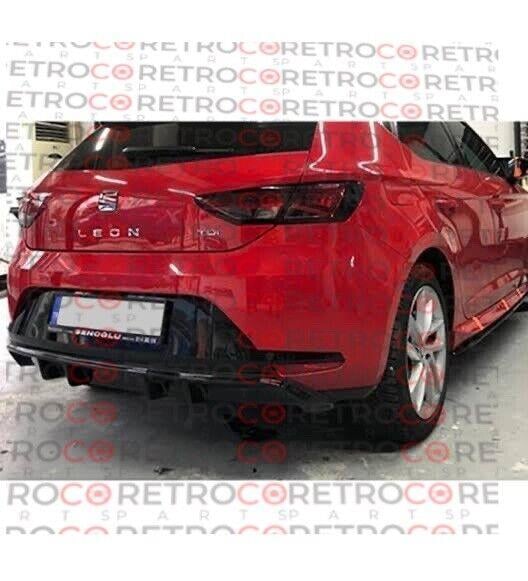 For Seat Leon 5f 2013 2016 Fr 4Dr Rear Bumper Diffuser Gloss Black Abs Plast