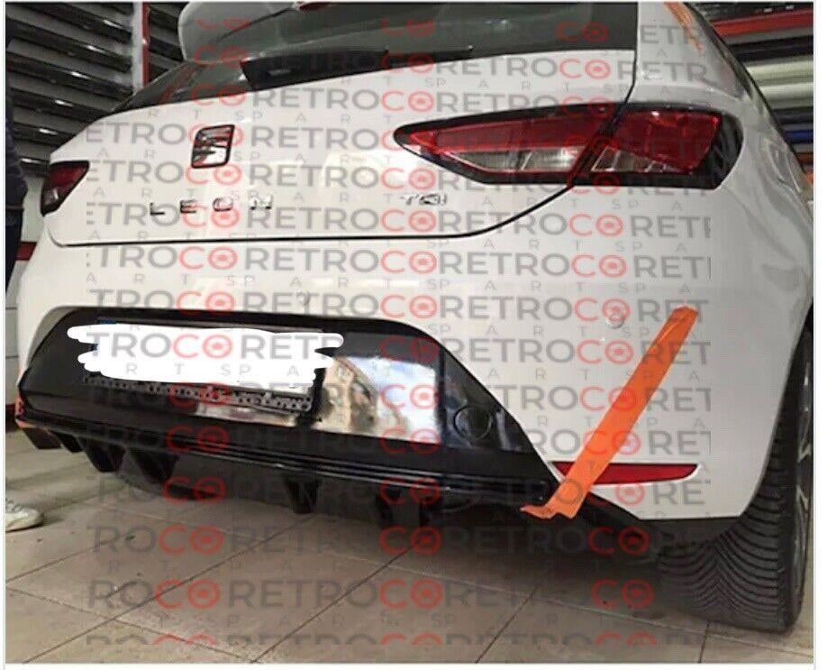 For Seat Leon 5f 2013 2016 Fr 4Dr Rear Bumper Diffuser Gloss Black Abs Plast