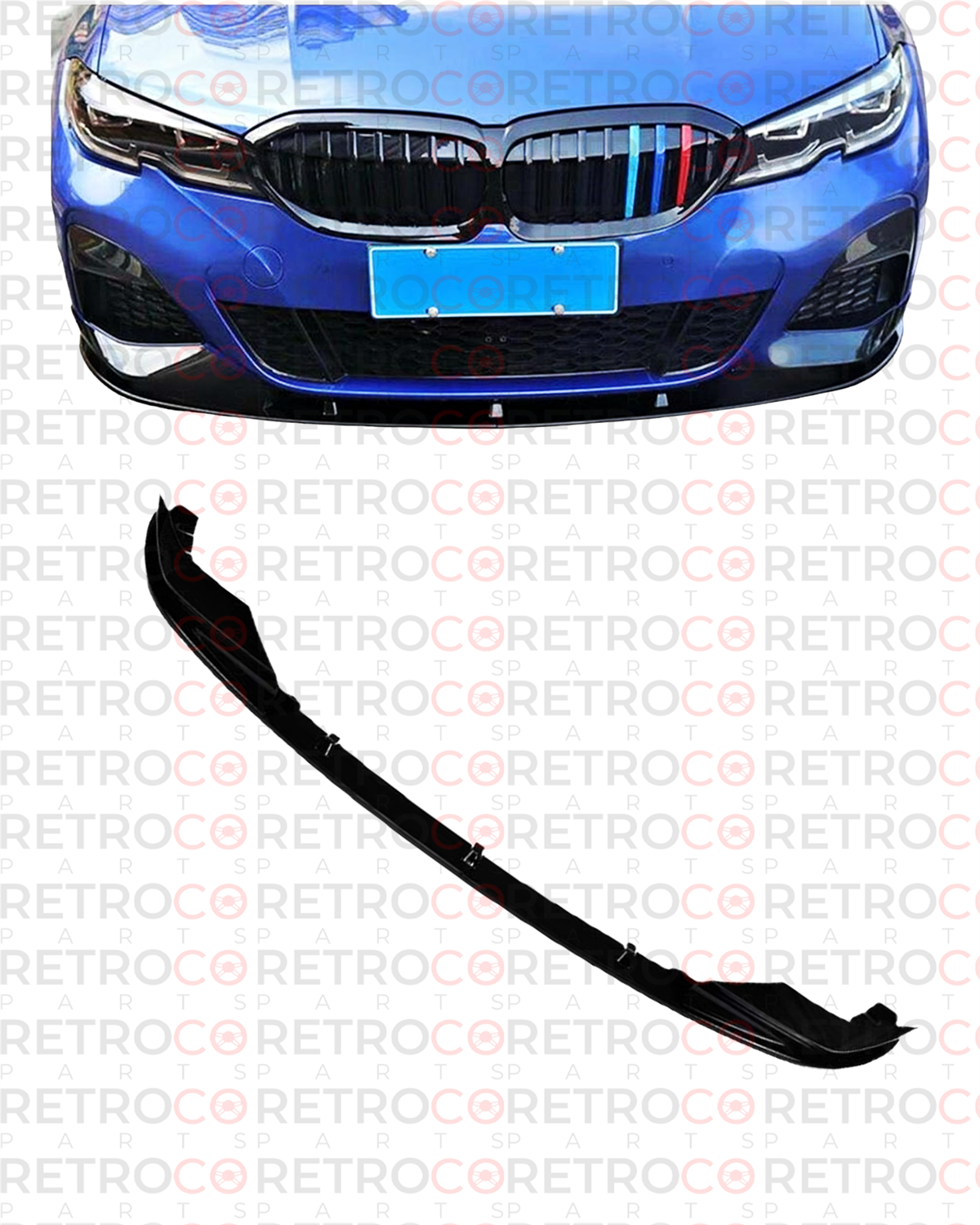 G20 3 Piece M Technic Front Lip Piano Black Vacuum Plastic  2019 - Later G20