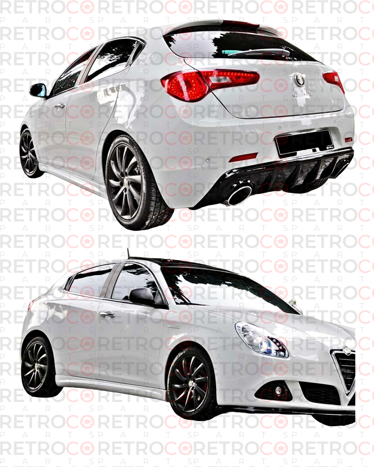 Giulietta Rear Diffuser Left and Right Single Output Piano Black Vacuum Plastic 2010-2020  Giulietta 940
