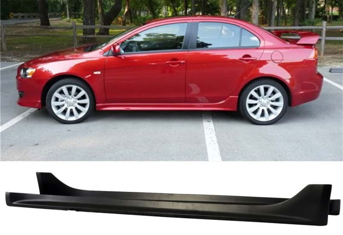 Lancer Twin Side Skirts Raw Surface Vacuum Plastic  2006-2015 HB - Sedan