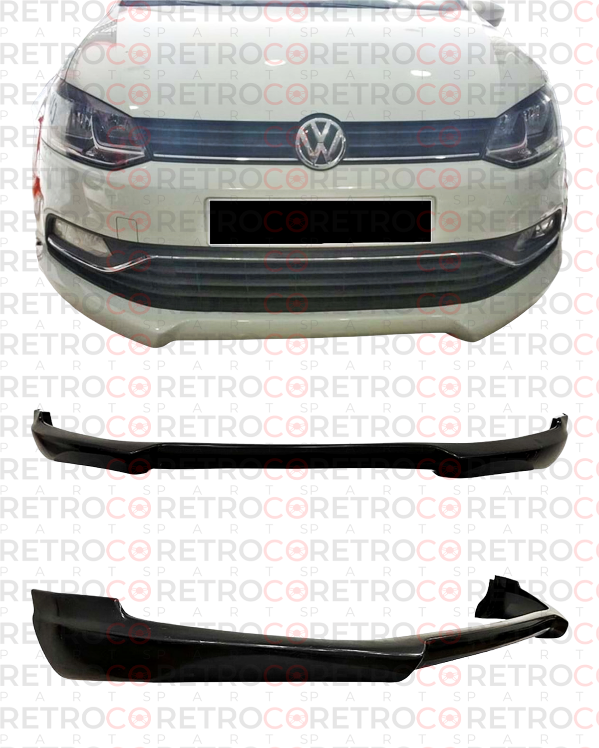 Polo Mk5 FL Rieger Model Front Lip Raw Surface Vacuum Plastic  2014-2017 mk5 fl