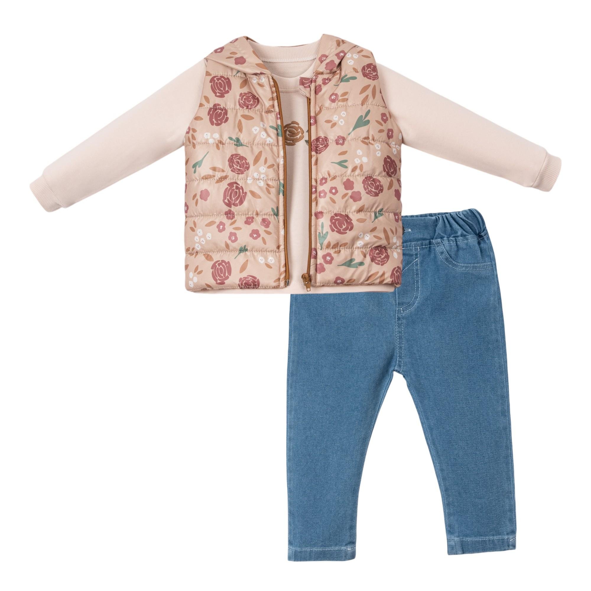 Absrose Şişme Yelekli Kız Bebek Üçlü Takım