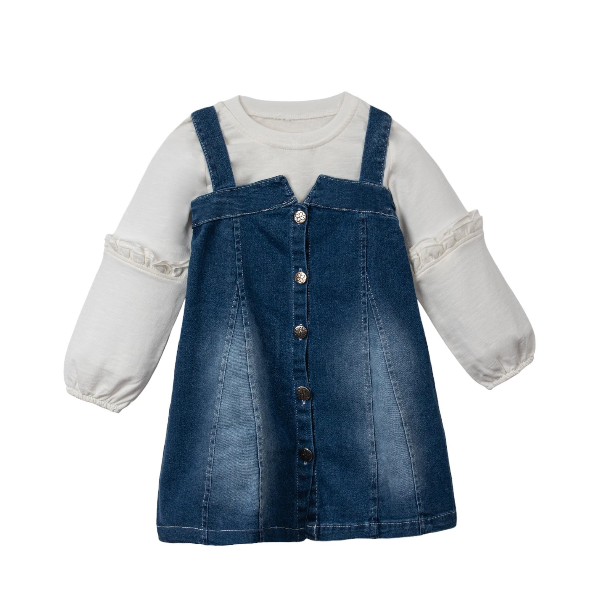 Antaşya Kot Salopetli Kız Çocuk İkili Takım