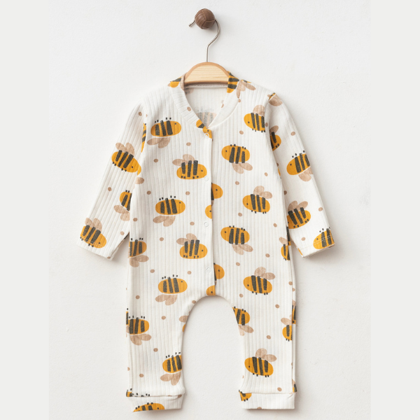 Arı Baskılı Bebek Tulum