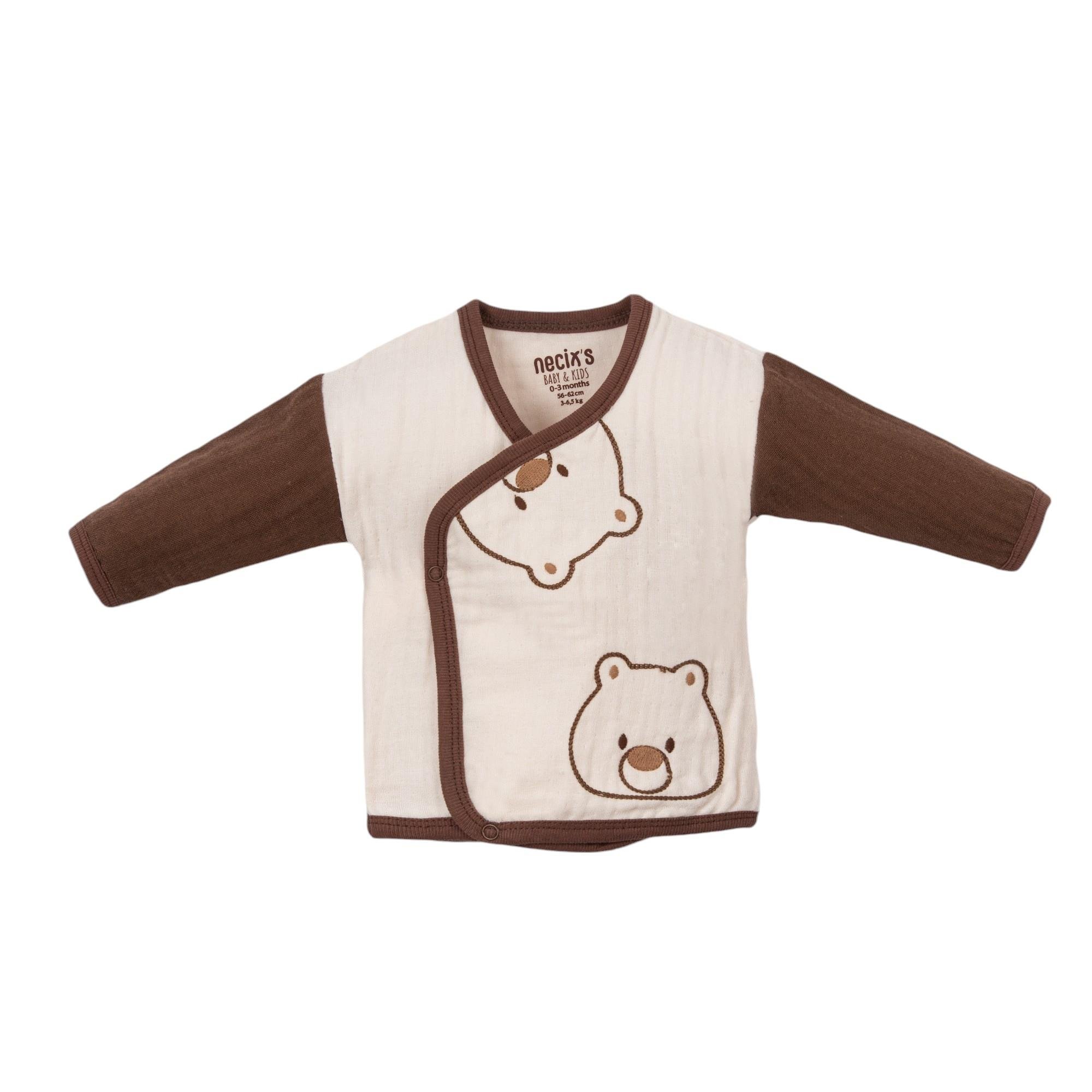 Ayı Desenli Müslin Erkek Bebek Hastane Çıkışı Beşli Set