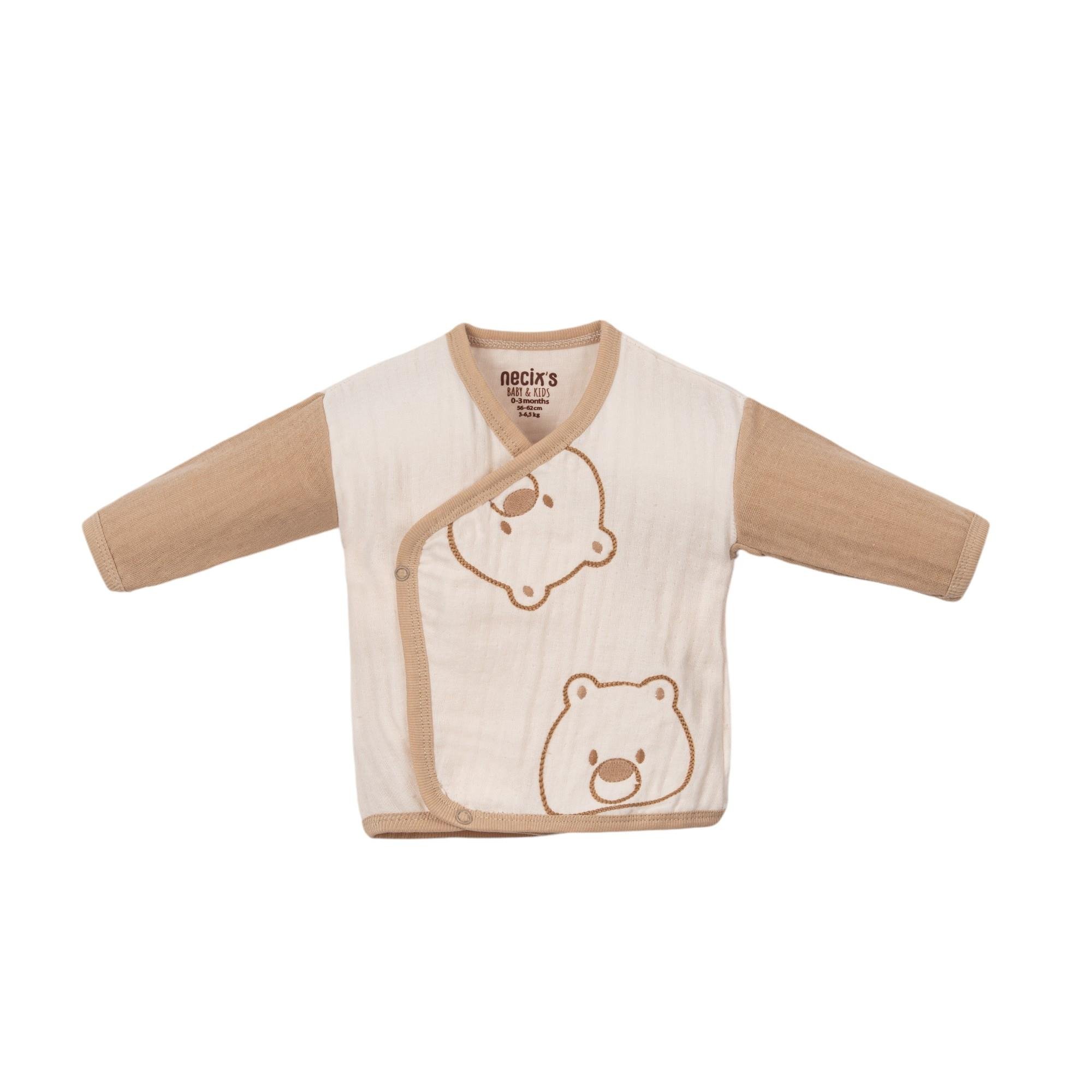 Ayı Desenli Müslin Erkek Bebek Hastane Çıkışı Beşli Set