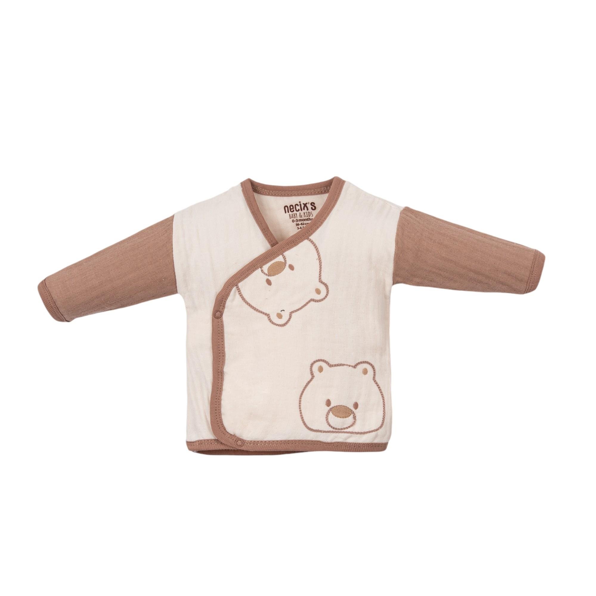 Ayı Desenli Müslin Erkek Bebek Hastane Çıkışı Beşli Set