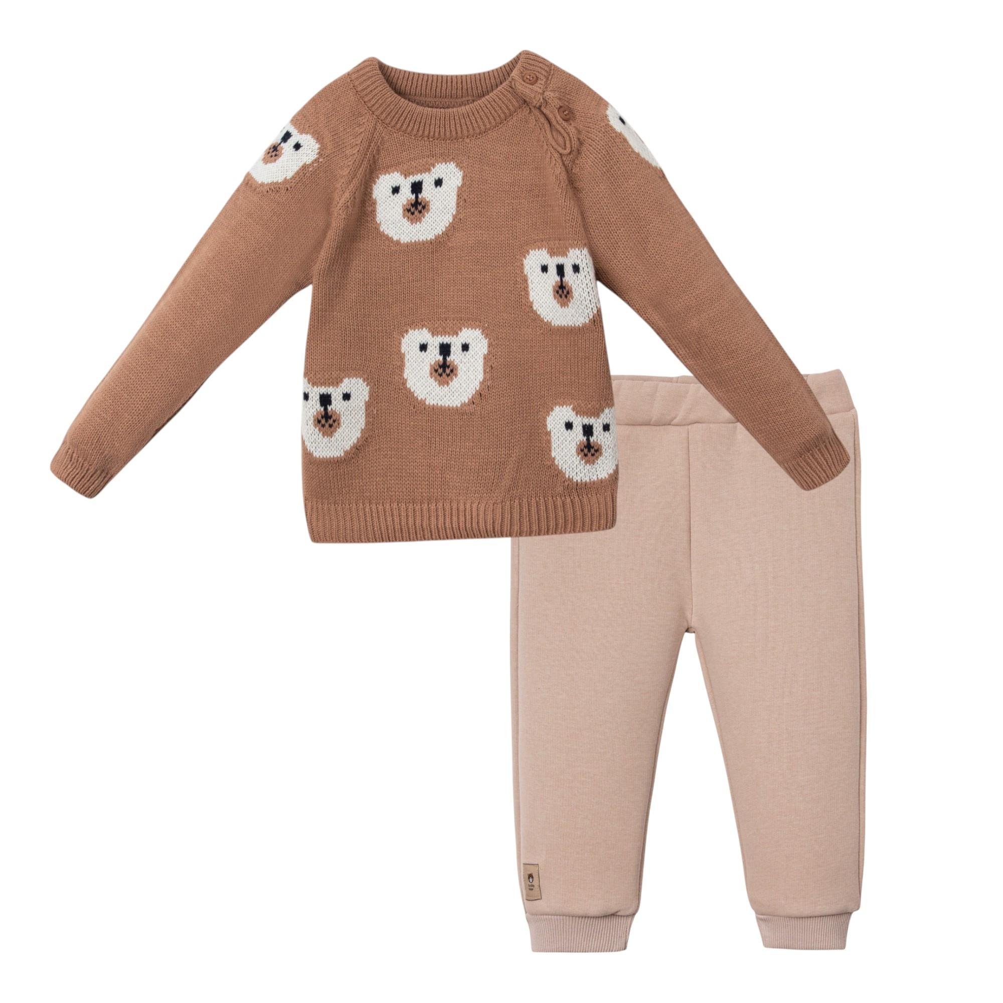 Ayıcık Desenli Triko Erkek Bebek İkili Takım