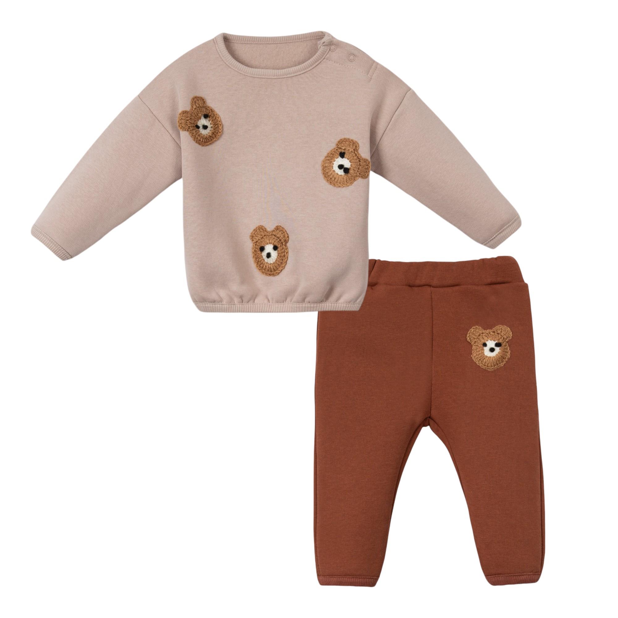 Ayıcık İşlemeli Erkek Bebek İkili Takım