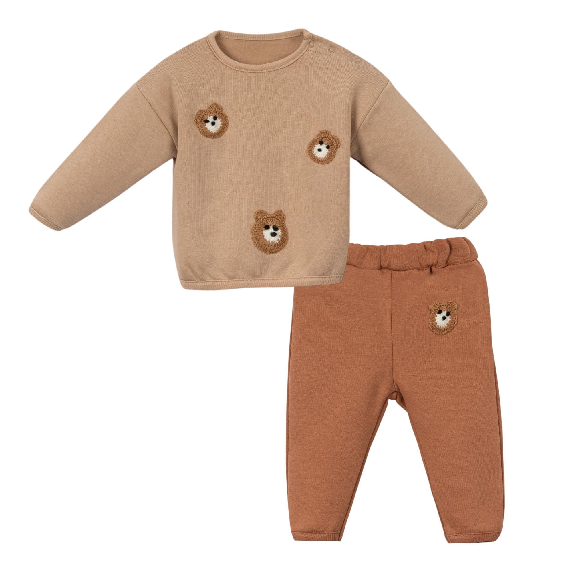 Ayıcık İşlemeli Erkek Bebek İkili Takım