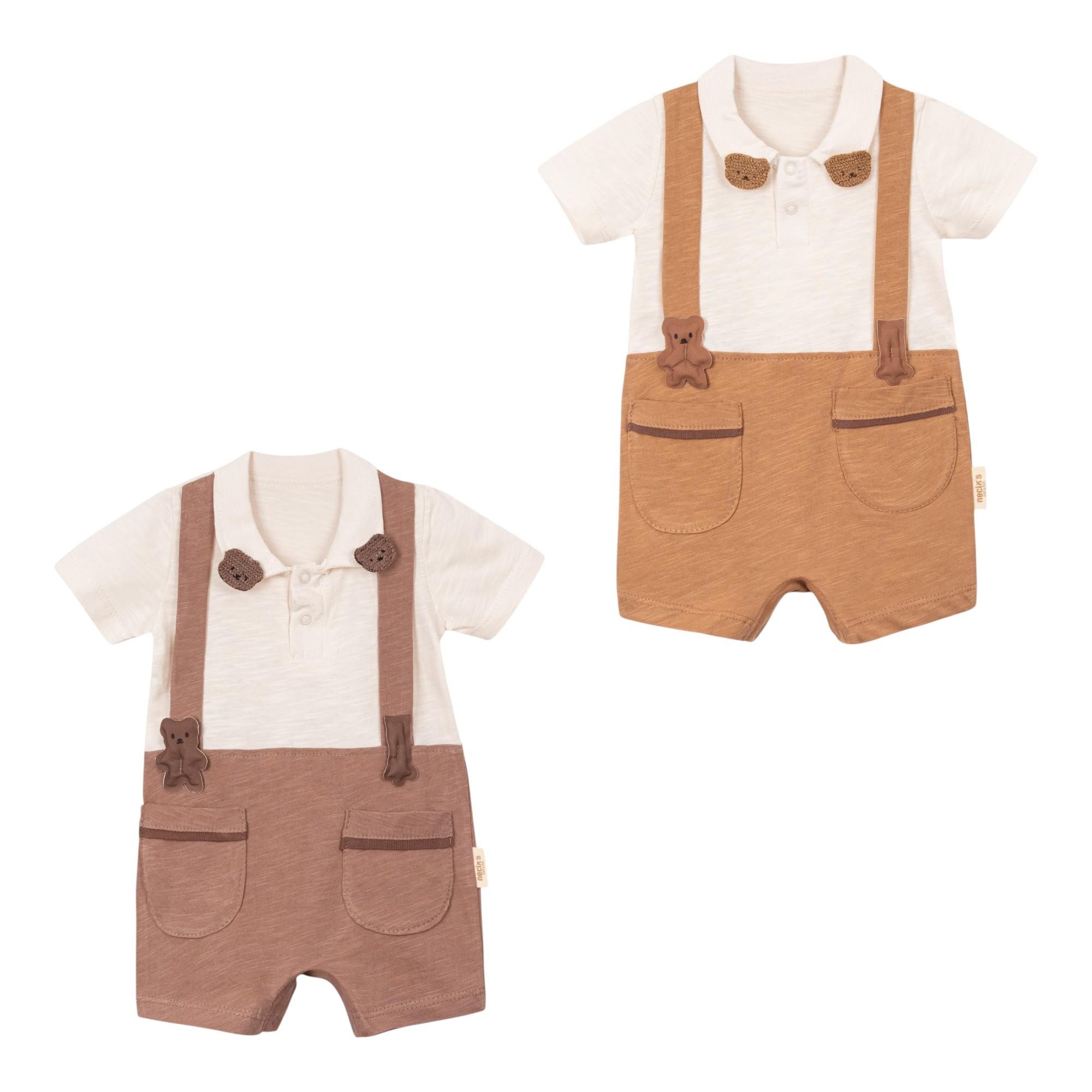 Ayıcık Yakalı Erkek Bebek Salopet Tulum