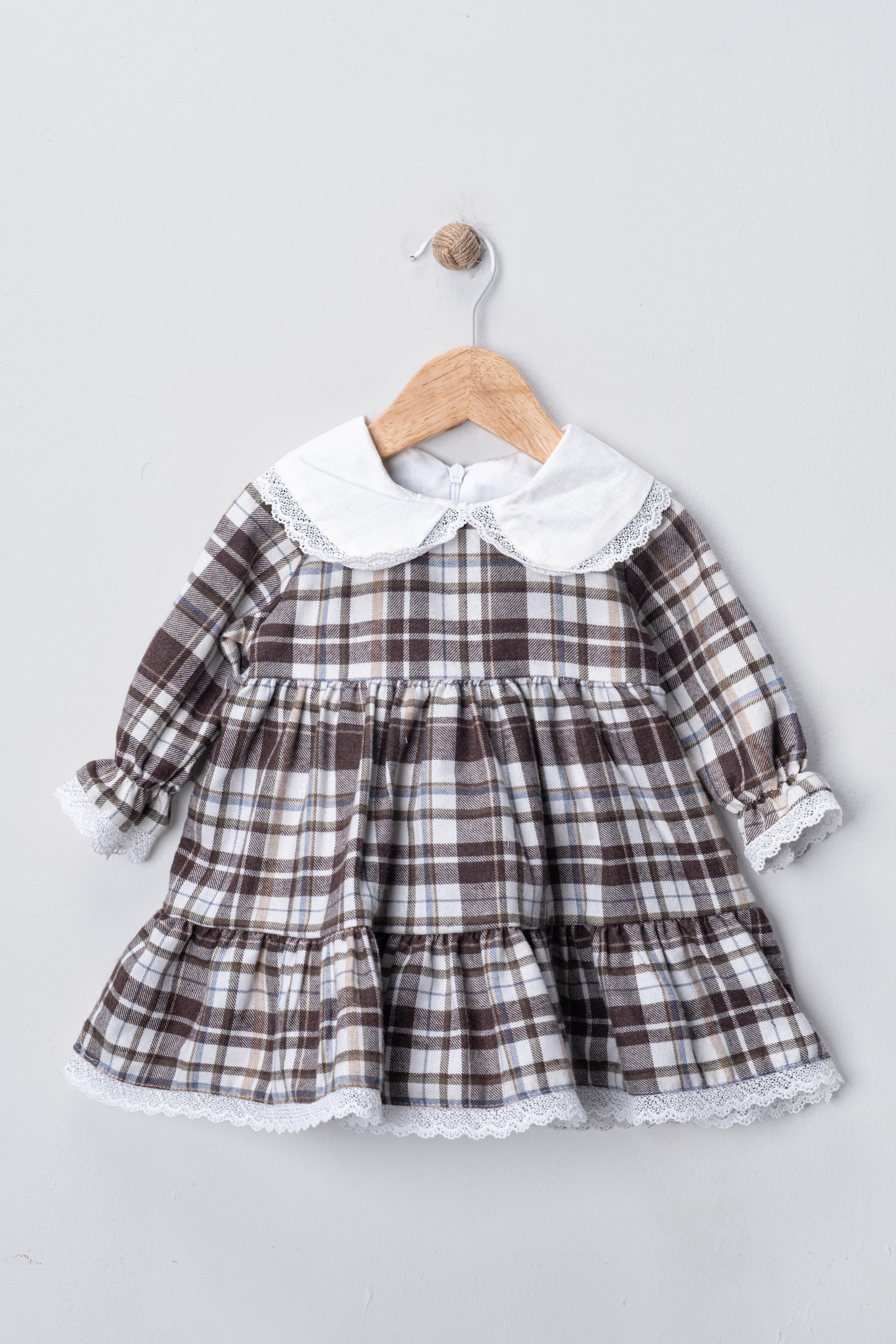 BEBEDEXS ETEĞİ VE KOLU DANTELLİ KIZ BEBEK ELBİSE 6-24 AY