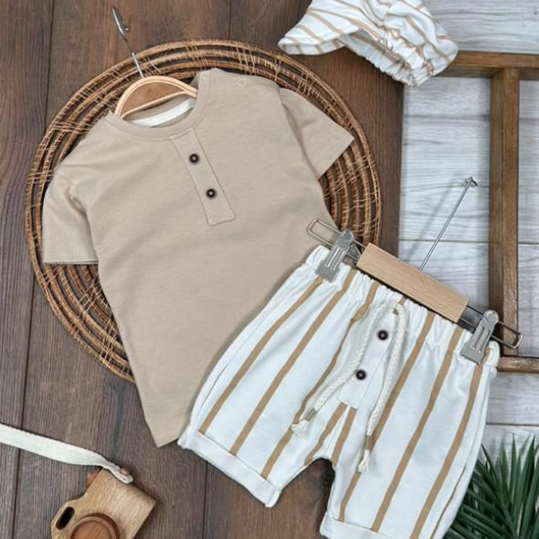 BEBENDY ÇİZGİLİ ŞORTLU TAKIM