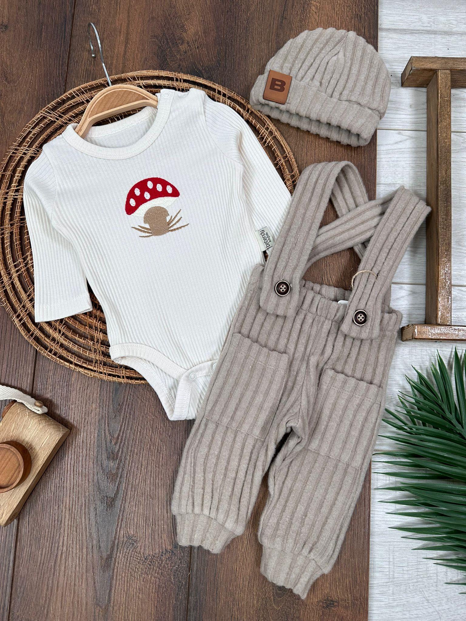 BEBENDY KİDS MANTARLI SALOPETLİ UNİSEX TULUM