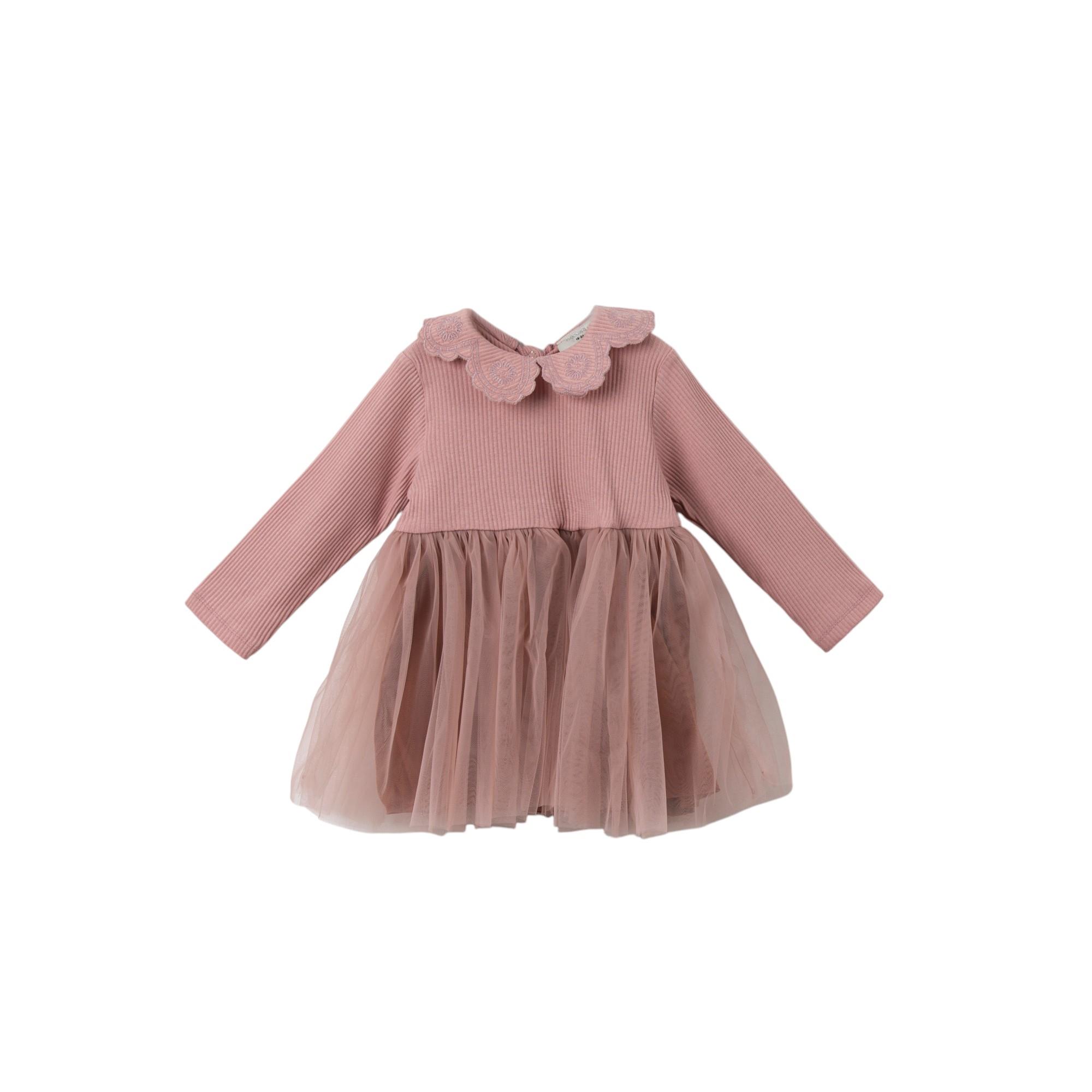 Brode Yakalı Tütülü Bebek Elbise
