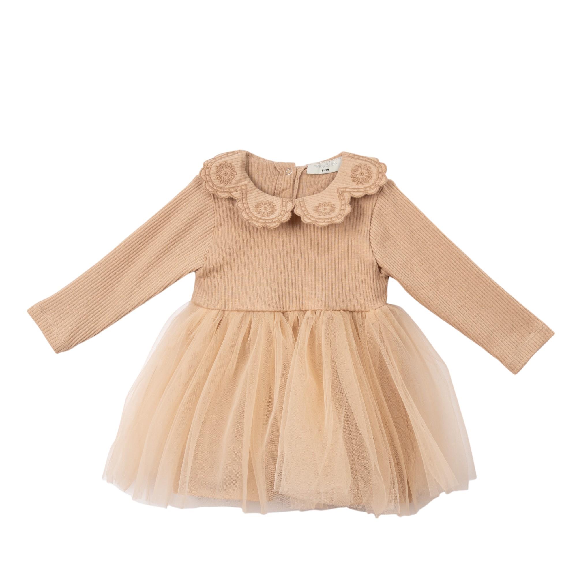 Brode Yakalı Tütülü Bebek Elbise