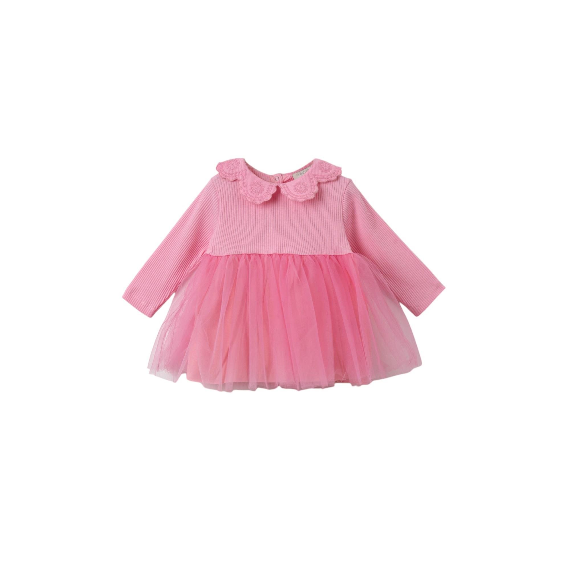 Brode Yakalı Tütülü Bebek Elbise