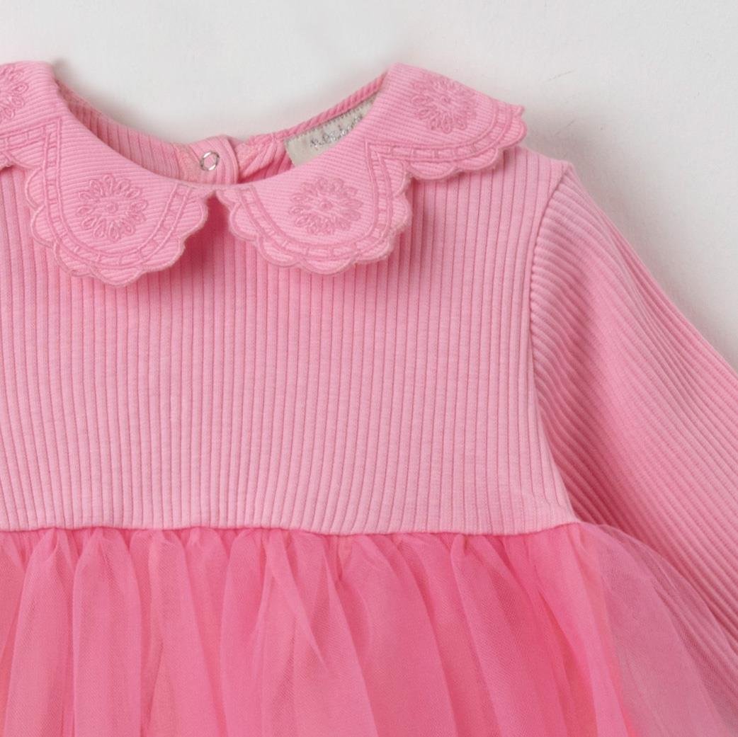 Brode Yakalı Tütülü Bebek Elbise